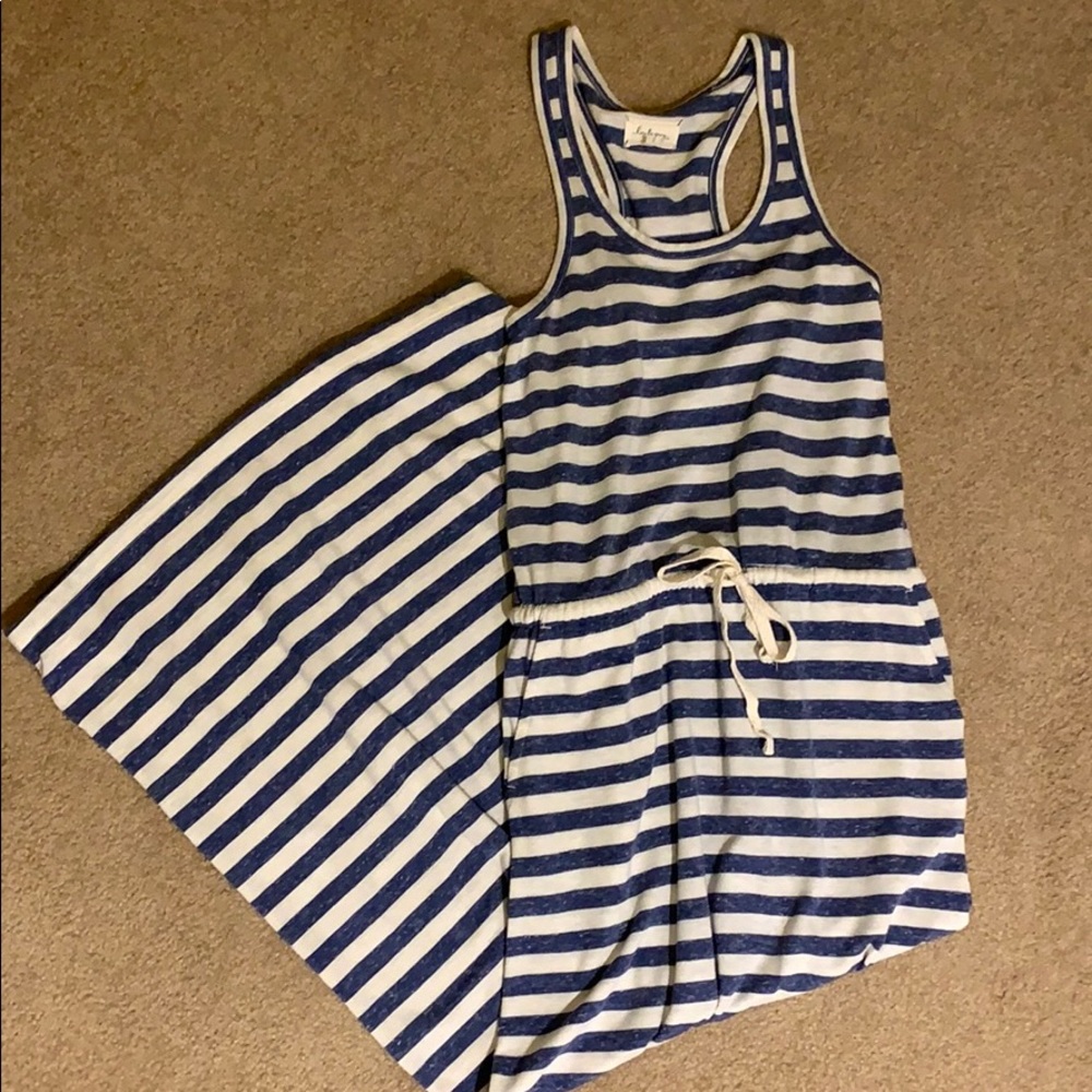 Lou & grey blue and cream strip maxi dress